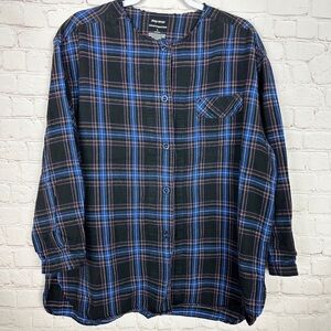 Sleep Sense Shirt Women's‎ plaid Portuguese Flannel Pajama lounge top, sz L